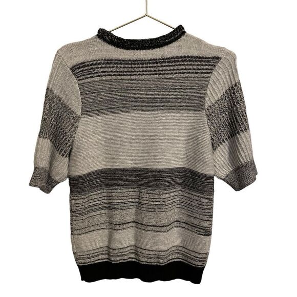Halogen Grey Clara Striped Short Sleeve Sweater Size Small NWT - Picture 6 of 8